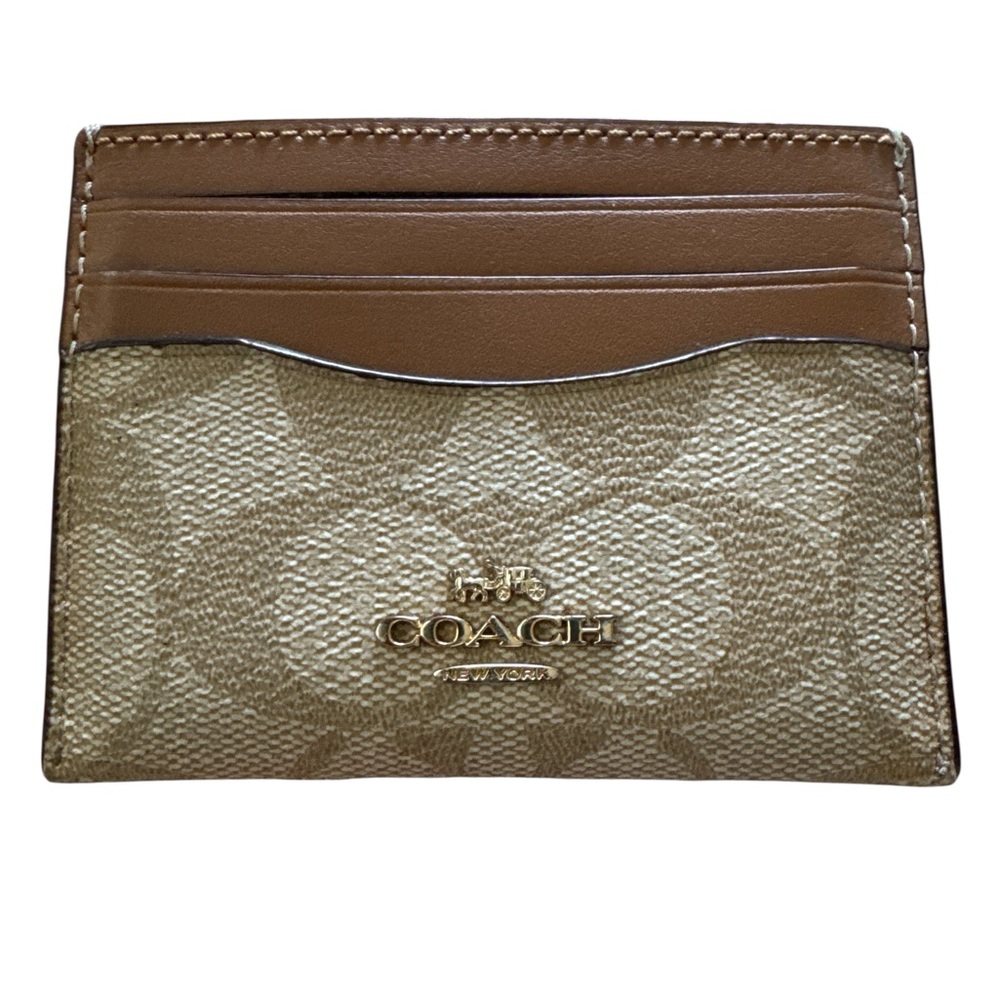 Coach Signature Brown and Tan Card Holder